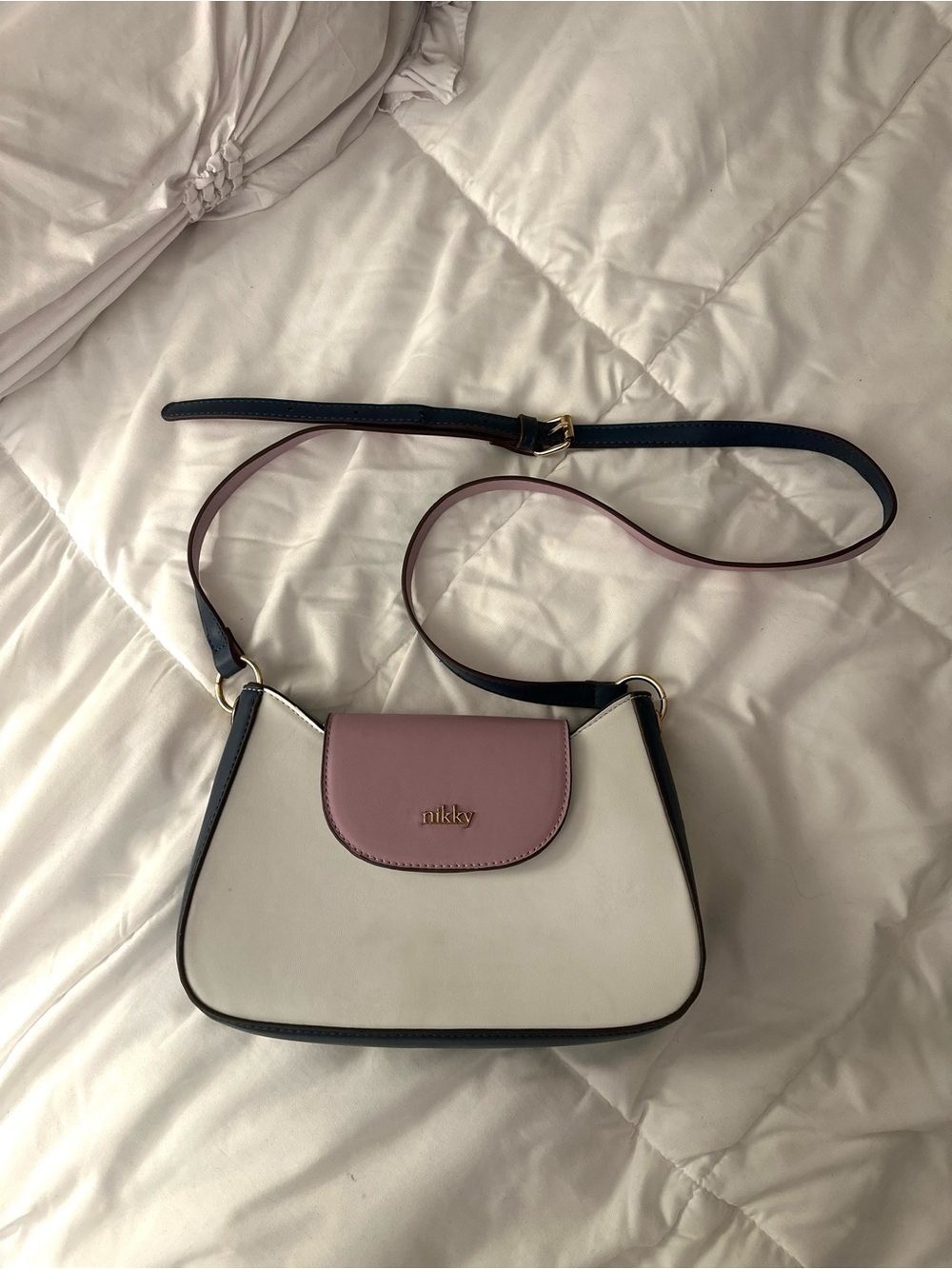 White and Mauve Crossbody Bag